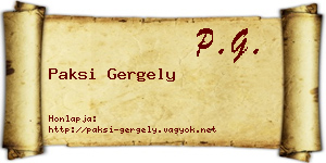 Paksi Gergely névjegykártya